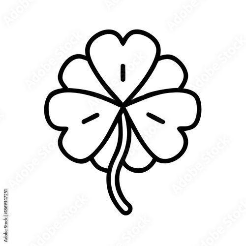 Four-leaf clover illustration in simple black line style  