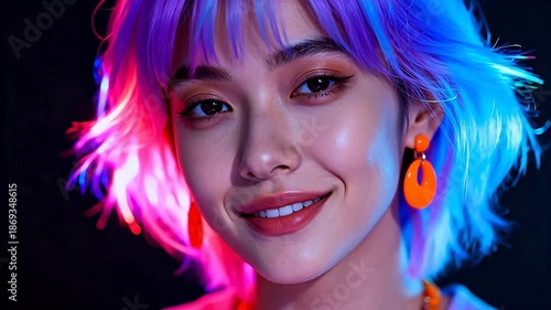 Closeup of woman with colorful hair