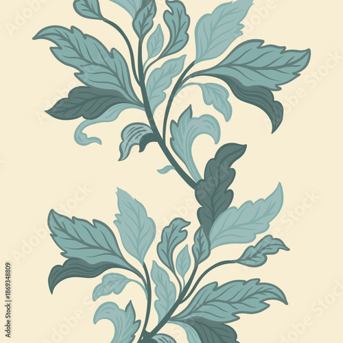 Mughal Ornamental Foliage Pattern in Soft Green Tones