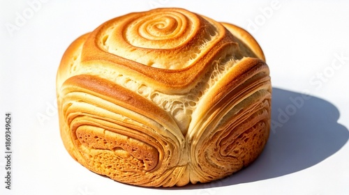 Wallpaper Mural Round loaf of artisanal bread with spiral pattern on white background   Torontodigital.ca