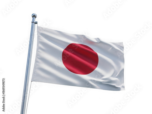 Japanese flag flying isolated on transparent background