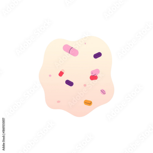 multiple pills on an isolated background 