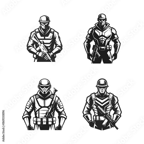 Monochrome Tactical Soldier Emblems Collection