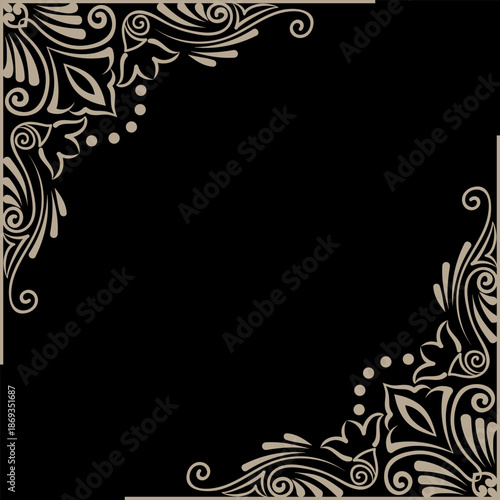Luxurious Black Background With Gold Ornamental Corners For Elegant Design Projects And Decor