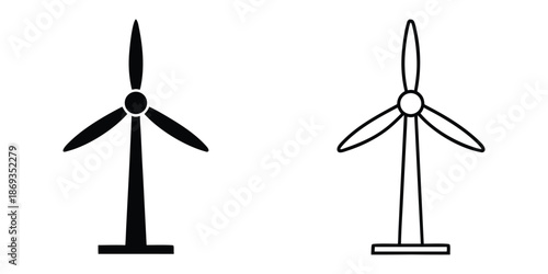 Wind turbine icon, Windmill sign vector, Windmill silhouette