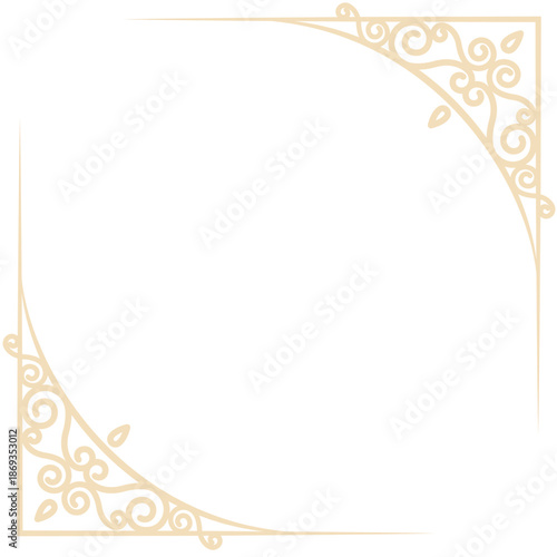 Elegant Beige Ornamental Corner Border Frame for Invitations, Certificates, and Decor Projects