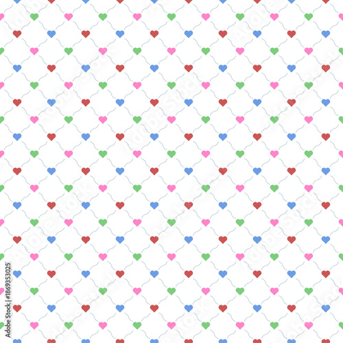 Seamless pattern of multicolored hearts. For websites, for printing and for various purposes. PNG file format or Vector illustration.