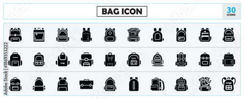 Bag icon representing travel, backpack, and outdoor carrying essentials. Suitable for tourism, education, adventure, school, and lifestyle applications.
