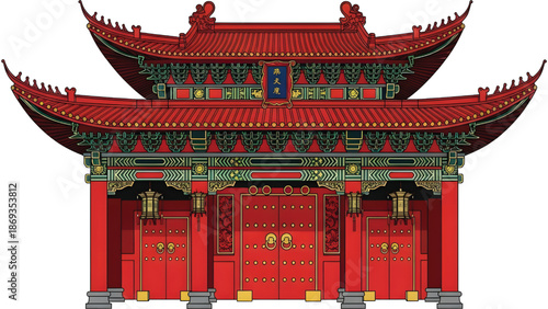 Traditional Chinese architectural entrance with curved roof