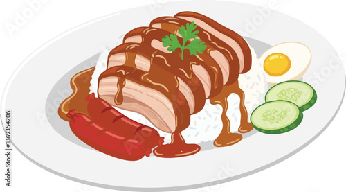 Braised Pork Leg with Rice