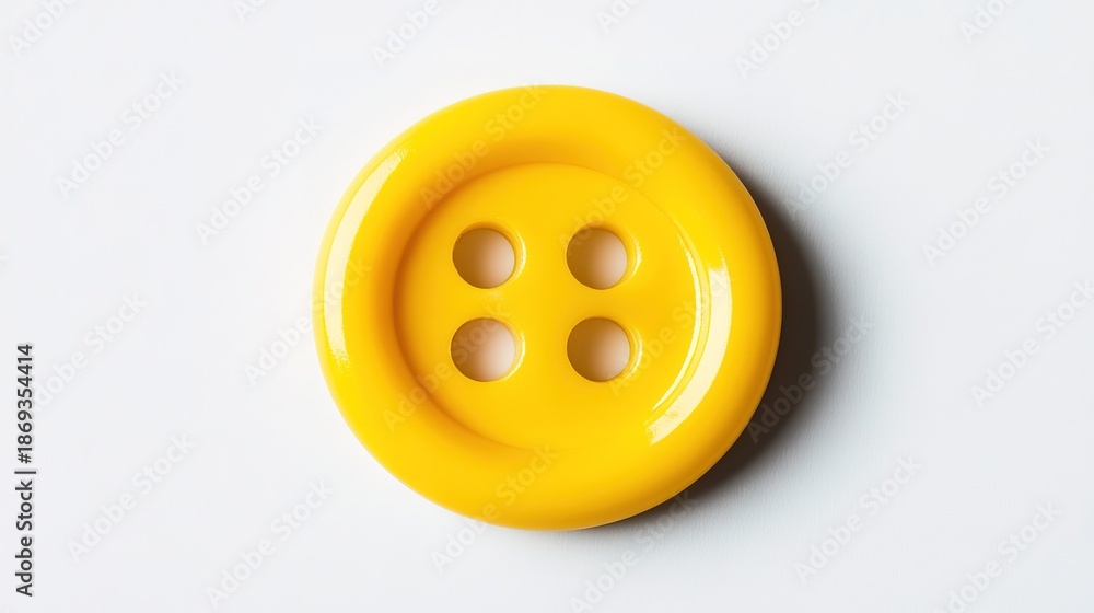 Fototapeta premium Bright yellow button on white background