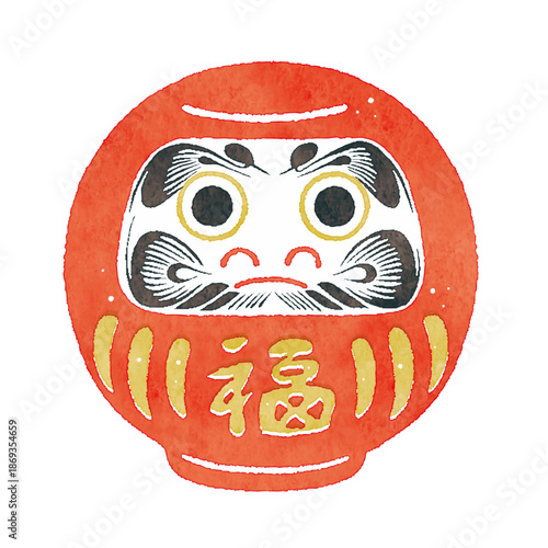 縁起の良い赤いだるまのイラスト｜開運・正月・日本文化素材