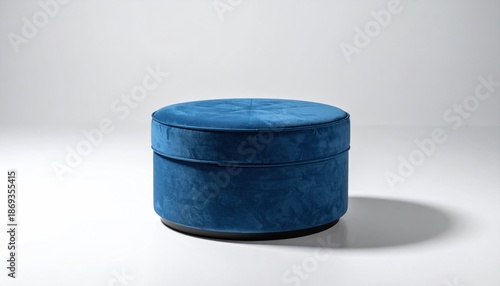 Elegant Blue Velvet Ottoman - Stylish Seating and Decor Accent.