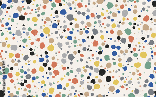 Colorful Terrazzo Seamless Pattern with Abstract Stone Shapes