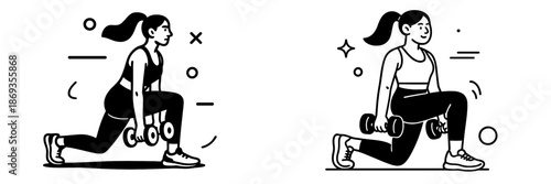 Woman lifting dumbbells in a gym illustration