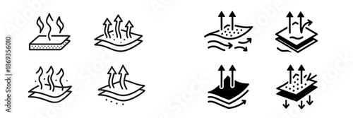 Illustration of heat and moisture transfer in layered materials