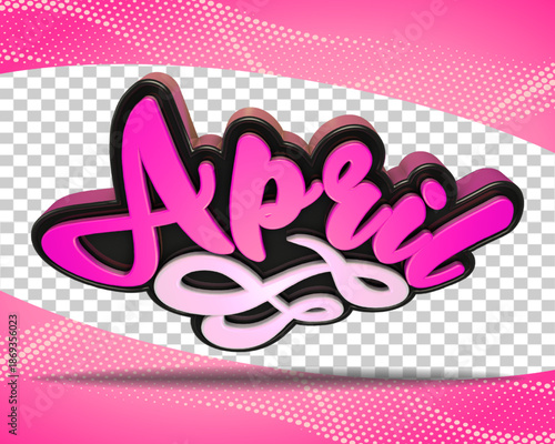 3d set render greeting welcome to april top view