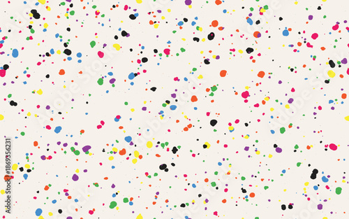 Colorful ink splash seamless pattern on light beige background