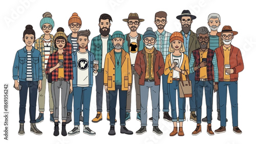 Diverse group of people standing together in casual attire