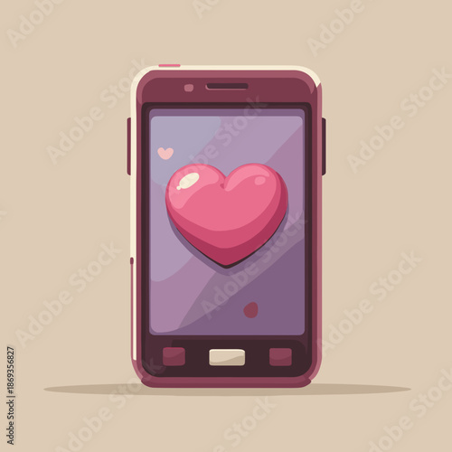 Smartphone with heart icon on screen symbolizing digital love online dating and modern romance