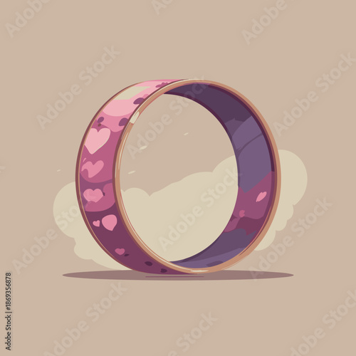 Symbolic eternal love ring with heart patterns in soft flat vector style expressing romance commitment unity and timeless relationship concept