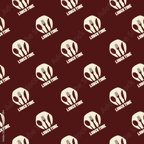 Lunch time seamless pattern isolated on color background
