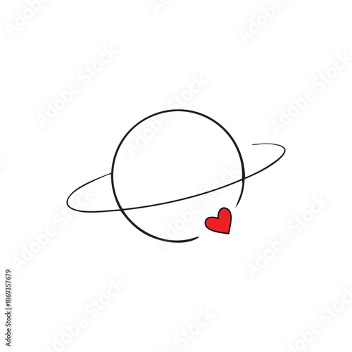 Saturn planet symbol with love vector illustration