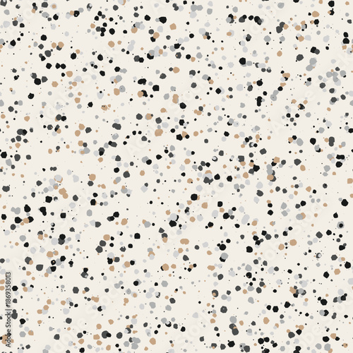 Natural Stone Terrazzo Texture with Dense Grey and Black Speckles on Beige