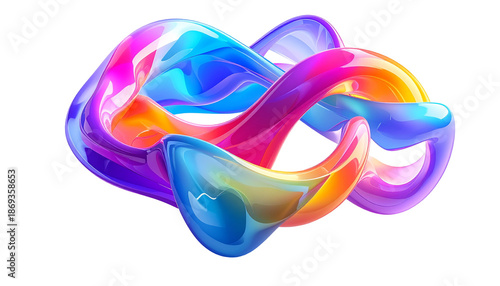 A glossy, abstract sculpture of interweaving, colorful shapes