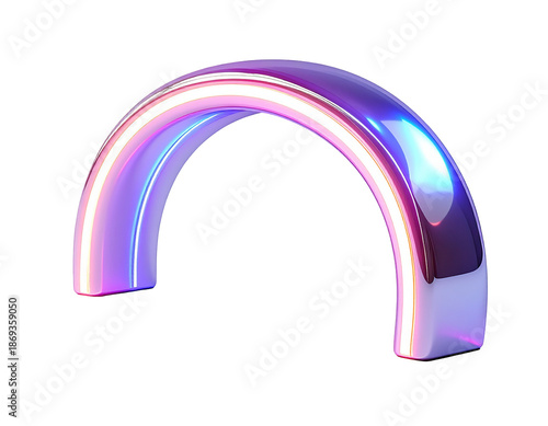 Abstract, iridescent arc with a luminous core against a black backdrop