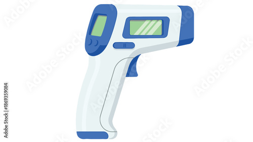 Modern digital infrared forehead thermometer for non-contact body temperature screening in professional corporate offices and commercial healthcare facility management.