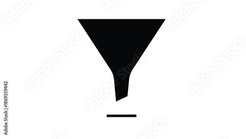 Black funnel icon on white background for business marketing sales conversion concept