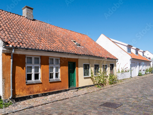 Townhouses on Søndergade in old town Ebeltoft, Djursland, Jutland, Denmark