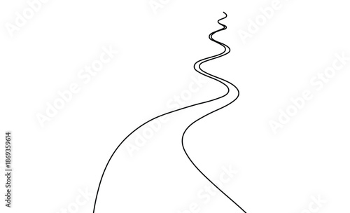 Winding road line art drawing journey concept illustration simple black design graphic direction path