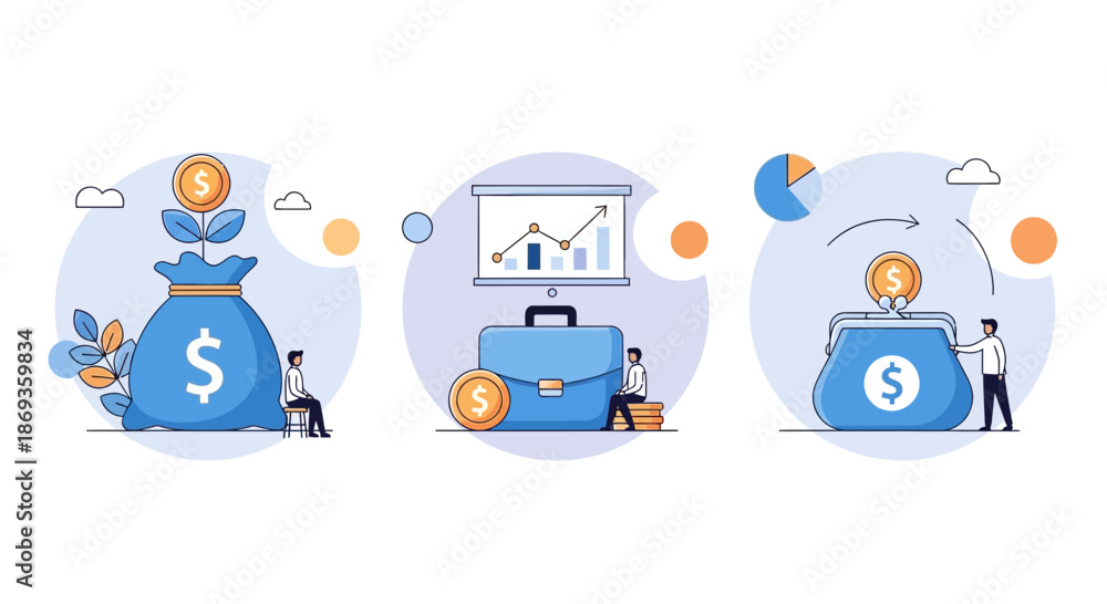 Fototapeta premium Diverse business team collaborating on a project, abstract geometric vector illustration.