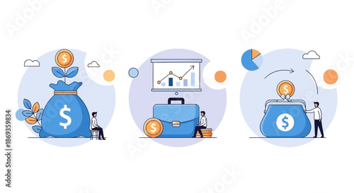 Diverse business team collaborating on a project, abstract geometric vector illustration.