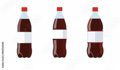 Plastic soda bottle flat vector illustration of refreshing carbonated cola drink isolated on white background