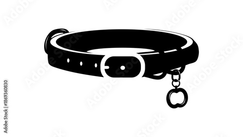 faux leather dog collar, black isolated silhouette