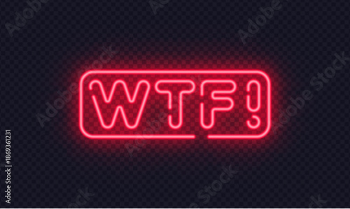 Red neon WTF sign with expressive lettering, designed for reactions, emotions, and viral content. Strong glow adds shock effect instantly.
