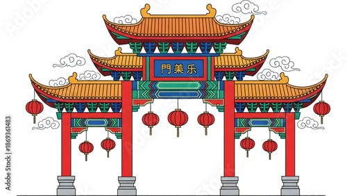 Traditional Chinese gate for festival decoration