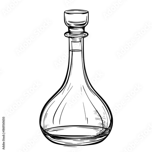 Elegant Vintage Glass Decanter - Clear Simple | Clean, isolated vector art for creative projects.