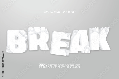 break white stone crack and shattered 3d text effect