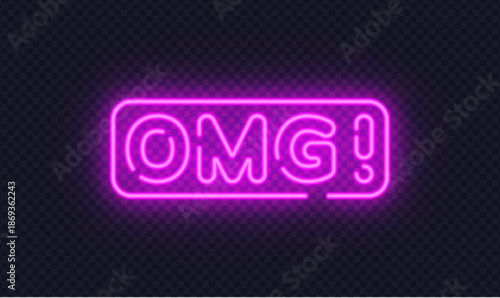 Pink neon OMG sign in bold modern style, ideal for surprise moments and social media visuals. Bright glow highlights excitement clearly.
