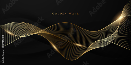 Abstract modern design black background with luxury golden elements vector illustration.