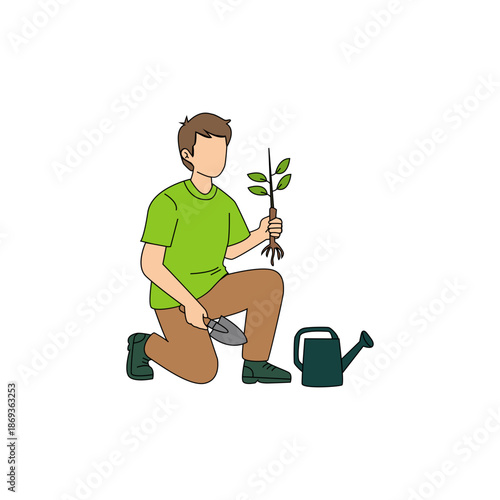 Man Planting Young Sapling