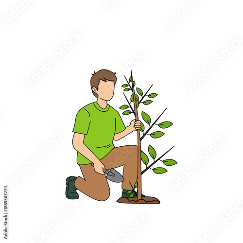 Man Planting Young Tree