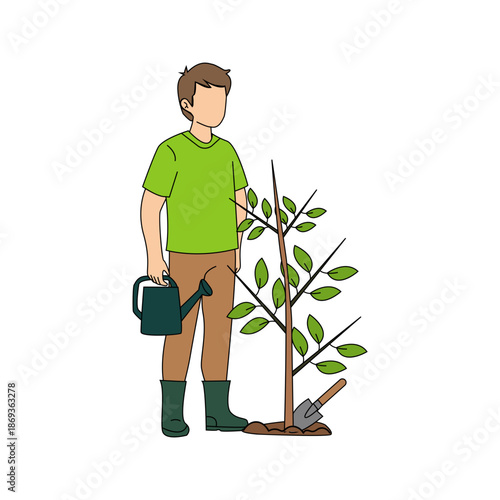 Man Planting Young Tree