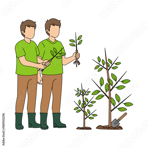 People Planting Young Trees