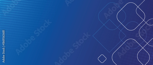 Minimal Geometric Abstract Background with Dynamic Blue Shapes and White Linear Accents for Modern Technology Presentations use it presentation, website, poster, wallpaper.