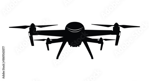 A modern drone design with four rotors a striking black silhouette